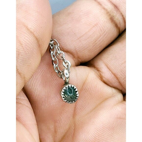 Moss agate sterling silver Necklace mini minimal tiny petite jewelry - Picture 10 of 11